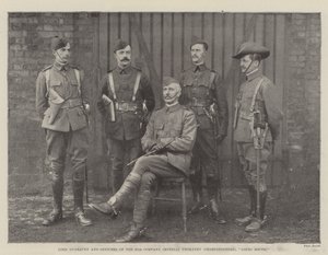 Lordi Dunraven ja Imperial Yeomanryn 67. komppanian upseerit (Sharpshooters) menevät etelään tekijältä English Photographer