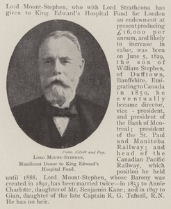 Lord Mount-Stephen, King Edwardsin sairaalarahaston suuri lahjoittaja