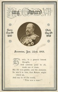 Muistokortti, kuningas Edward VII (s/w-kuva) tekijältä English Photographer