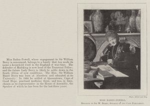 Neiti Baden-Powell, kihloissa Kap parlamentin puhemiehen Sir W Berryn kanssa tekijältä English Photographer