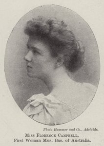 Miss Florence Campbell, Australian ensimmäinen nainen, musiikin kandidaatti tekijältä English Photographer