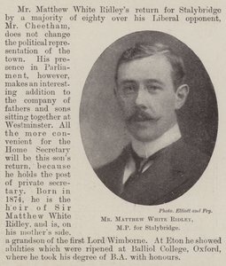 Matthew White Ridley, Stalybridgen kansanedustaja