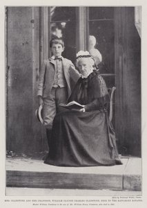 rouva Gladstone ja hänen pojanpoikansa, William Glynne Charles Gladstone, Hawardenin kartanon perillinen tekijältä English Photographer