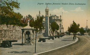 Pilgrim Fathers Memorial, Western Shore, Southampton. Vuonna 1913 lähetetty postikortti. tekijältä English Photographer