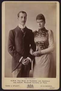 Muotokuva, prinssi Albert Victor, kuningas Edward VII:n vanhin poika, ja Teckin prinsessa Mary (m/v kuva) tekijältä English Photographer
