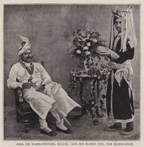 Raja Sir Wakhatsinghi, KCIE, ja hänen vanhin poikansa, sulhanen tekijältä English Photographer