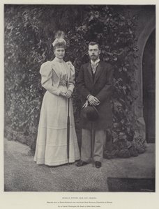 Venäjän tuleva tsaari ja tsaaritar, Hessen-Darmstadtin prinsessa Alix ja suuriruhtinas Nikolai, Venäjän Tsarevitš