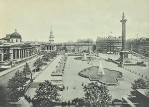 Saint Martin in the Fields National Gallery Nelsons-pylväs, Trafalgar Square, Westminster LB: kattonäkymä itään, 1895 tekijältä English Photographer