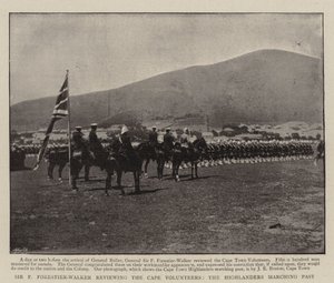Sir F Forestier-Walker tarkastelee Cape Volunteers, Highlanders marssi ohi tekijältä English Photographer