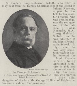 Sir Frederic L Robinson, jää eläkkeelle Inland Revenuen hallituksen varapuheenjohtajuudesta tekijältä English Photographer