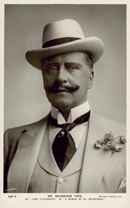Sir Herbert Beerbohm Tree, englantilainen näyttelijä (s/w-kuva) tekijältä English Photographer