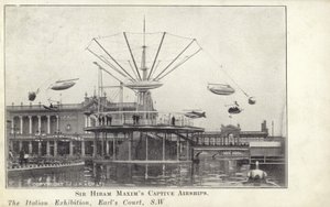 Sir Hiram Maximsin vangitut ilmalaivat Italian näyttelyssä, joka pidettiin vuonna 1904 Earls Courtissa Lontoossa tekijältä English Photographer