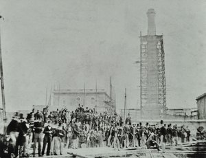 Southern Outfall viemäri, Crossness: arvohenkilöt paikalla, 1865 tekijältä English Photographer