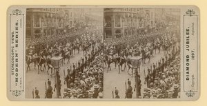 Stereoskooppinen printti Queen Victorias Diamond Jubileesta 28. kesäkuuta 1897 tekijältä English Photographer