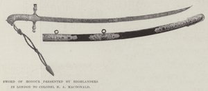 Highlanders esitti Lontoossa kunniamiekan eversti H A MacDonaldille tekijältä English Photographer