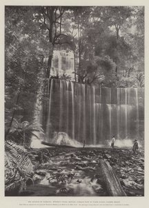 The Advance of Tasmania, Russells Falls, näyttää keskimääräisen veden virtauksen kesäkaudella
