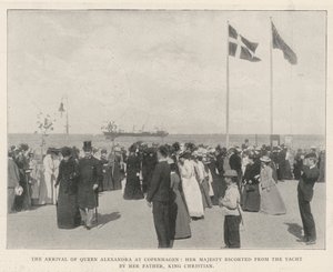 Kuningatar Alexandran saapuminen Kööpenhaminaan, hänen majesteettinsa isänsä, kuningas Christianin saattajana jahdista tekijältä English Photographer