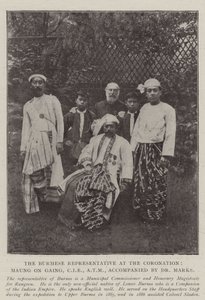 Burman edustaja kruunajaisissa, Maung On Gaing, CIE, pankkiautomaatti, mukana tohtori Marks tekijältä English Photographer