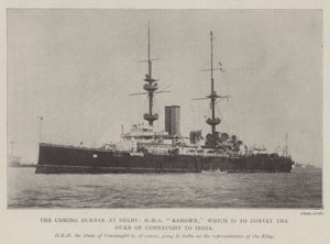 Tuleva Durbar Delhissä, HMS Renown, joka kuljettaa Connaughtin herttua Intiaan tekijältä English Photographer