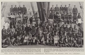 Kriisi Konstantinopolissa, armenialaisia pakolaisia SS Douro -aluksella tekijältä English Photographer