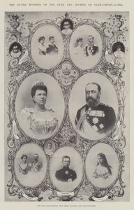 Saxe-Coburg-Gothan herttua ja herttuatar lastensa ja lastenlastensa kanssa tekijältä English Photographer
