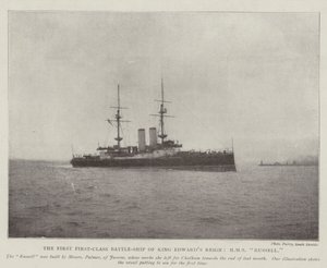 King Edwards Reignin ensimmäinen ensimmäisen luokan taistelulaiva, HMS Russell tekijältä English Photographer