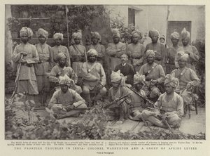 The Frontier Troubles in India, eversti Warburton ja ryhmä Afridi Levies tekijältä English Photographer