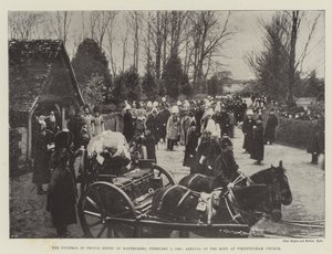 Battenbergin prinssi Henryn hautajaiset, 5. helmikuuta 1896, ruumiin saapuminen Whippinghamin kirkkoon tekijältä English Photographer