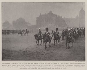 The Kings Review of the Guards on the Horse Guards Parade, 27. lokakuuta, Hänen Majesteettinsa tarkastamassa rivit tekijältä English Photographer