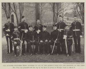 Munster Fusiliers Team, voitti Queens Gold Cupin vuonna 1895 ampumisesta armeijassa tekijältä English Photographer