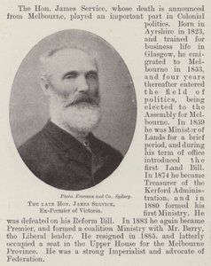 Edesmennyt kunniallinen James Service, Victorian entinen pääministeri tekijältä English Photographer