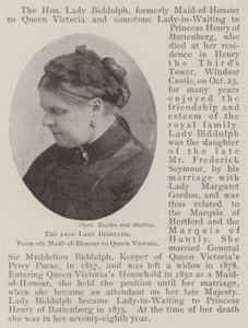 Edesmennyt Lady Biddulph, entinen kuningatar Victorian palvelijatar tekijältä English Photographer