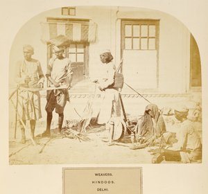Weavers, Hindoos, Delhi, J. Forbes Watsonin teoksesta The People of India, julkaistu 1868 (albumiprintti) tekijältä English Photographer