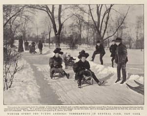 Nuorten Amerikan talviurheilu, kelkkailu Central Parkissa, New Yorkissa tekijältä English Photographer