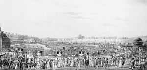 Oikea esitys yhtiöstä, joka menee hänen Majesteettinsa olohuoneeseen ja palaa sieltä Buckinghamin palatsiin, julkaissut G, Humphrey, 25. toukokuuta 1822 tekijältä English School