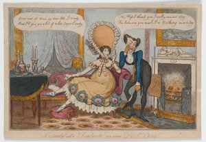 Dandy ja Dandyzette tai retour De LOpera, n. 1820 (käsinvärinen kaiverrus) tekijältä English School