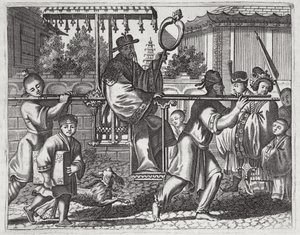 Mandariini sedan-tuolissa, kuva kuvauksesta Kiinan suurlähetystöistä, 1690 tekijältä English School
