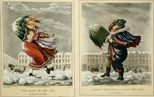 Hyvää joulua ja onnellista uutta vuotta Lontoossa: Ja samoin sinulle, Sir, ja monet Em, kaiverrus G. Hunt, 1827 tekijältä English School