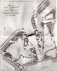 Suunnitelma Buckinghamin jaloimman markiisin puutarhasta Stowessa vierailijoiden opaskirjasta, joka julkaistiin vuonna 1797 (katso Charles Bridgemanin aikaisempi suunnitelma 140582) tekijältä English School