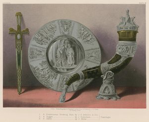 Skandinaavinen juomatorvi J G Schwartz ja Son, Tikari J Didrichsen, Salver, C Moller, Kööpenhamina tekijältä English School