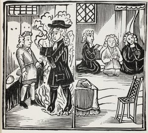 Kauhea ja kausittainen varoitus nuorille miehille, kuvitus John Ashtonin kirjasta Chap-books of the Eightenth Century, pubi. 1882 tekijältä English School