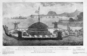 Näkymä ranskalaisesta lautasta St. Malossa, helmikuussa 1798 (akvatinta) tekijältä English School