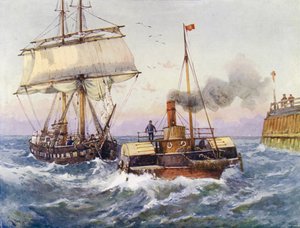 Prikki hinataan satamaan (väri litho) tekijältä English School