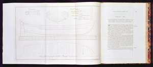 Kopio luonnoksesta, josta The Bountys-laukaisu rakennettiin, matkasta Etelämerelle, William Bligh (1754-1817), kaivertanut Mackenzie, julkaistu 1792 (katso myös 174207, 174209) tekijältä English School