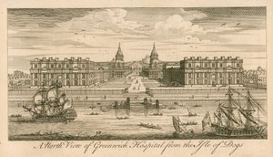 Pohjoisnäkymä Greenwich Hospitalista Lontoossa Isle of Dogsilta tekijältä English School