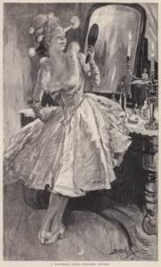 Pantomiimikuningatar viimeistelee meikin (litho) tekijältä English School