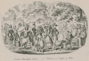 Kohtaus Kensington Gardensissa tai Fashions and Frights of 1829 tekijältä English School