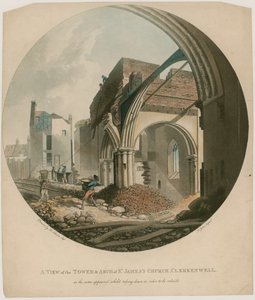 Näkymä tornille ja St Jamesin kirkon kaarelle, Clerkenwell tekijältä English School