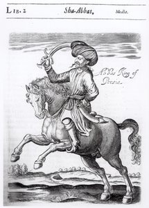 Abbas, Persian kuningas, Sir Thomas Herbertin (1606-82) teoksesta "Muutama vuosi matkoja Aasian ja Afrikan eri osiin", 1638 tekijältä English School