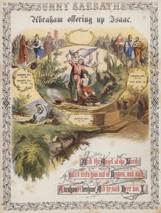 Abraham uhraa Iisakin (värillinen kaiverrus) tekijältä English School